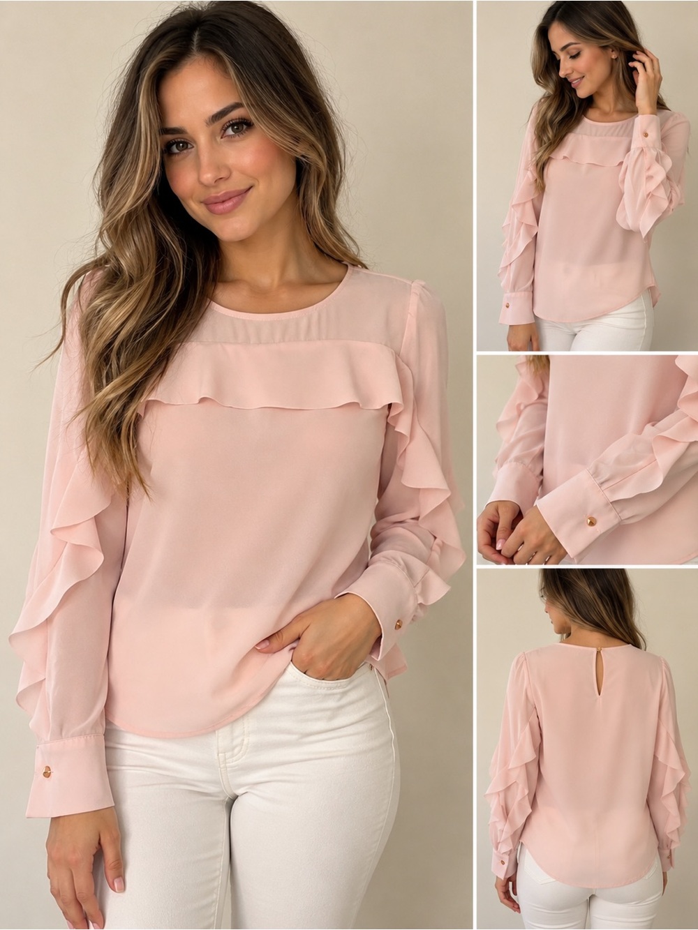 Banana Republic Blush Pink Ruffle Blouse | Petite XS | Fits XS–S 🌸